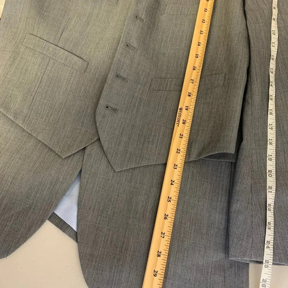Banana Republic Grey Check Plaid Tailored Fit Vest Sport Coat Blazer Size 40R/S - Picture 11 of 16